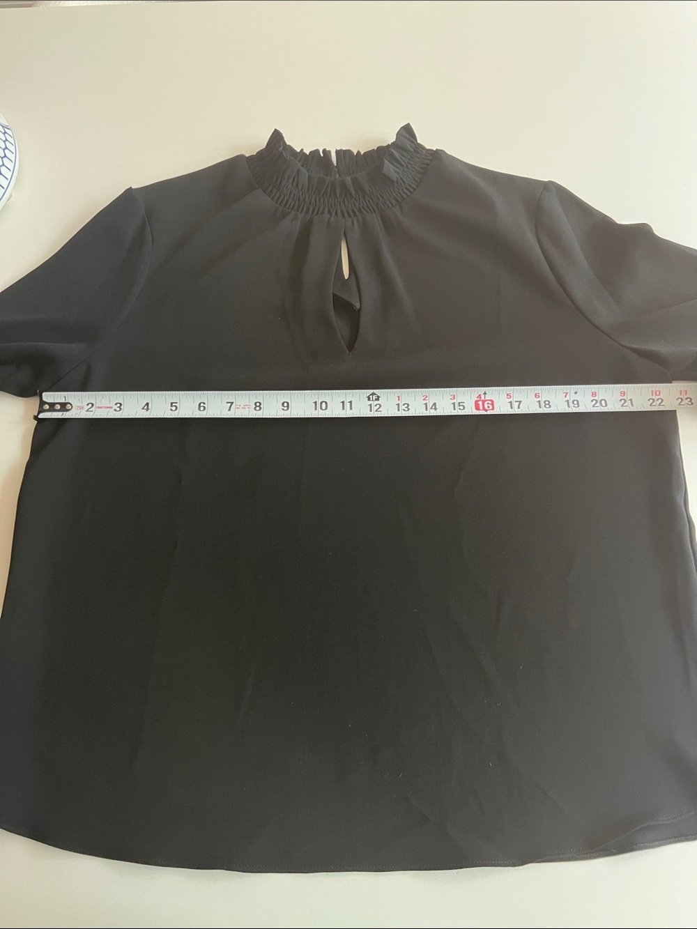 Drew Black Ruffle-Neck Keyhole Blouse - Women Tops - Picture 9 of 10